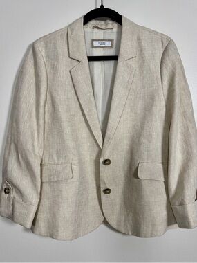 Peserico Linen Blazer Jacket Beige Made in Italy Size 42